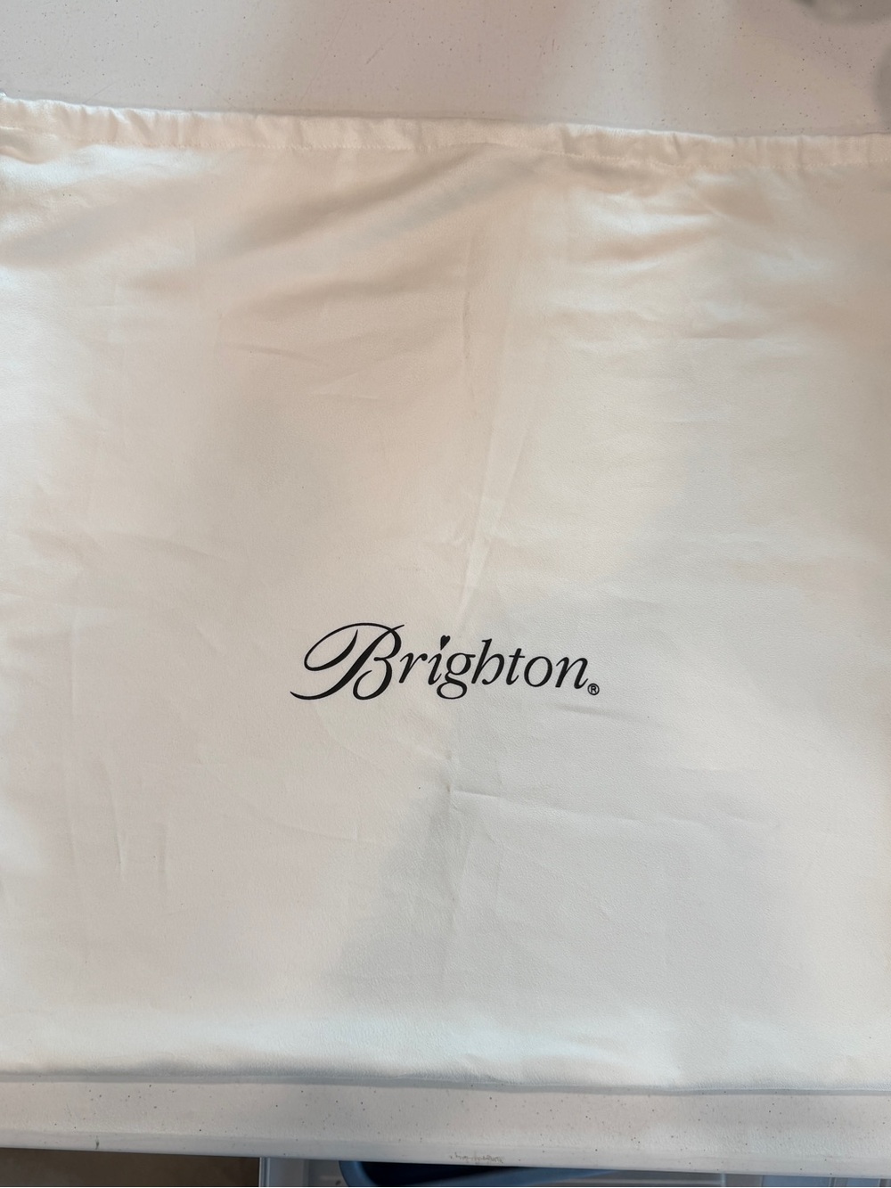 BRIGHTON White Drawstring Dust Bag Dust Cover for Purse Handbag 22” X 21.5”